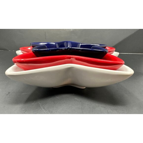3 PIER 1 STAR SHAPED NESTING SERVING BOWLS Red White Blue Patriotic July 4th HTF - Picture 13 of 15
